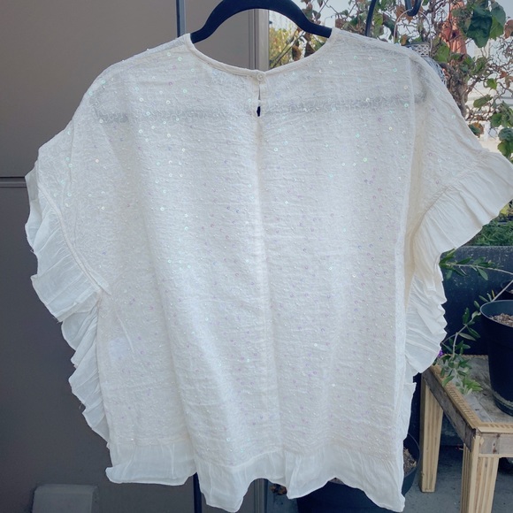 Essential Antwerp Sequin Ruffle Top NWT - Picture 3 of 5